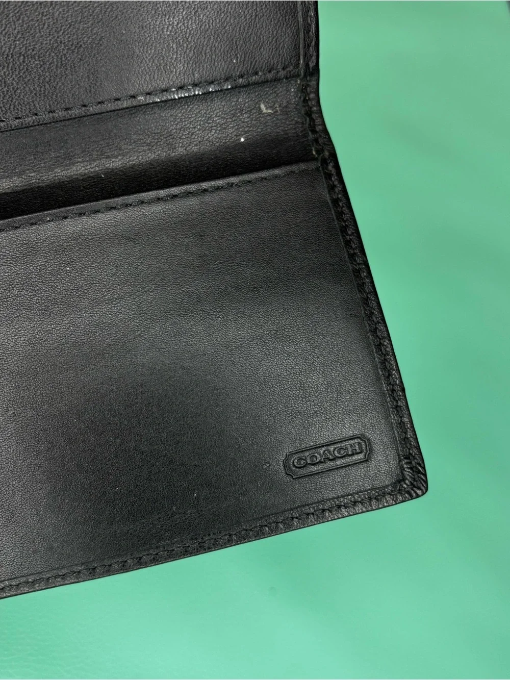 Coach Vintage Black Leather Checkbook Cover‎ Wallet